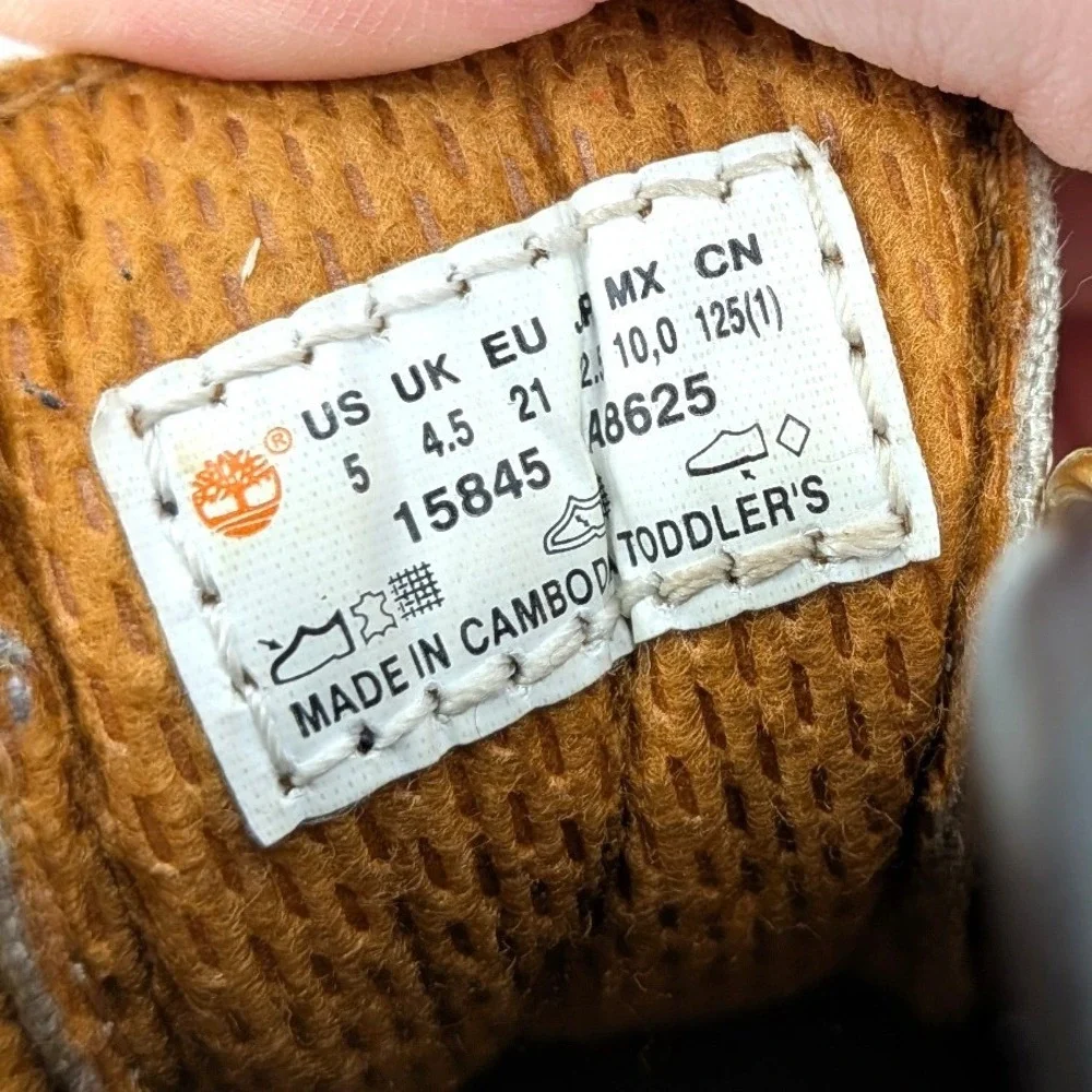 Timberland Toddler Boots Wheat Leather Hiking Lace Up Size‎ 5 Kids